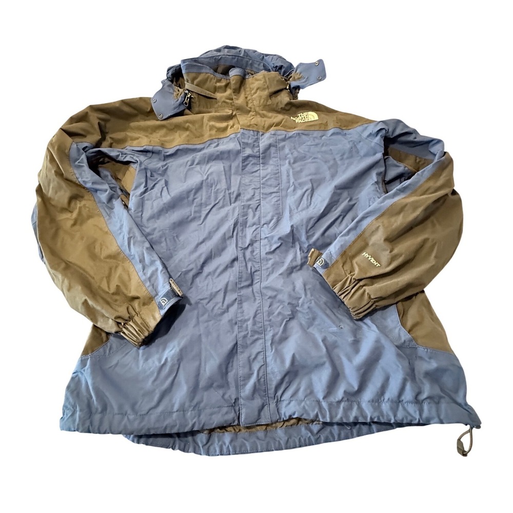 The North Face HyVent Rain Jacket Mens XL Blue Black Waterproof Hooded